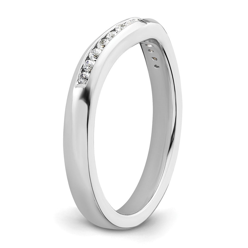 14k White Gold Channel-set 1/5 carat Diamond Contoured Complete Wedding Band