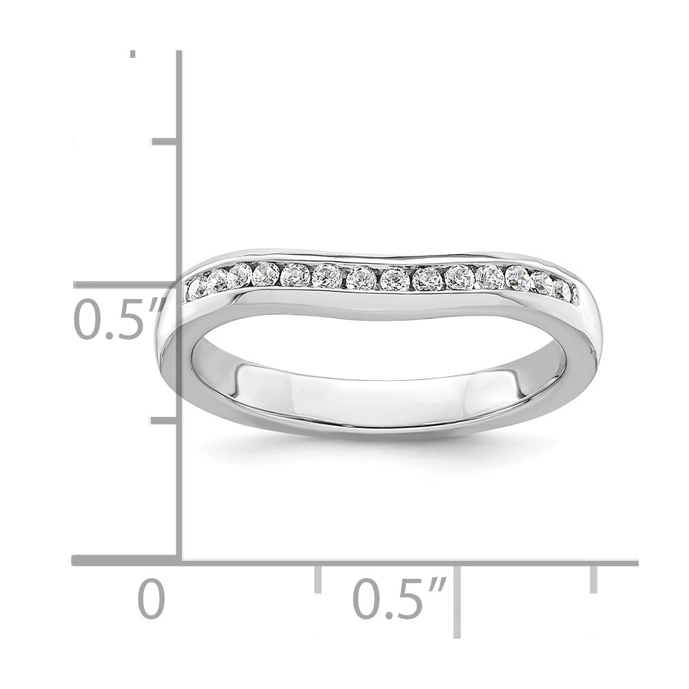 14k White Gold Channel-set 1/5 carat Diamond Contoured Complete Wedding Band
