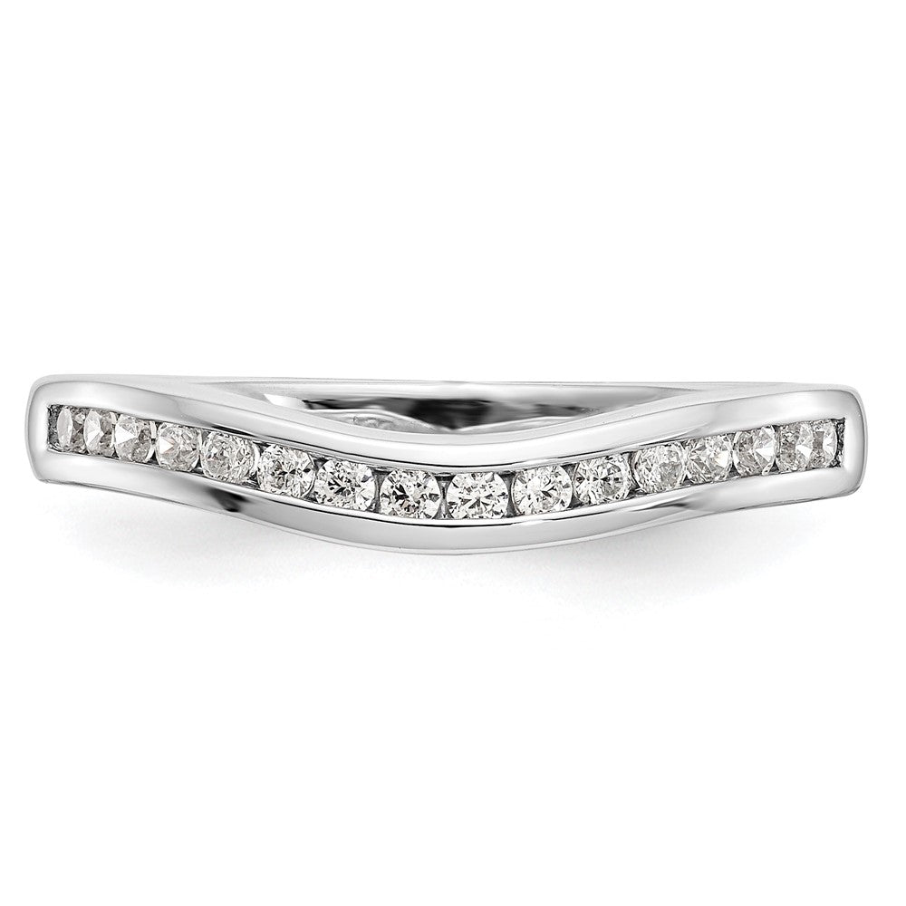 14k White Gold Channel-set 1/3 carat Diamond Contoured Complete Wedding Band