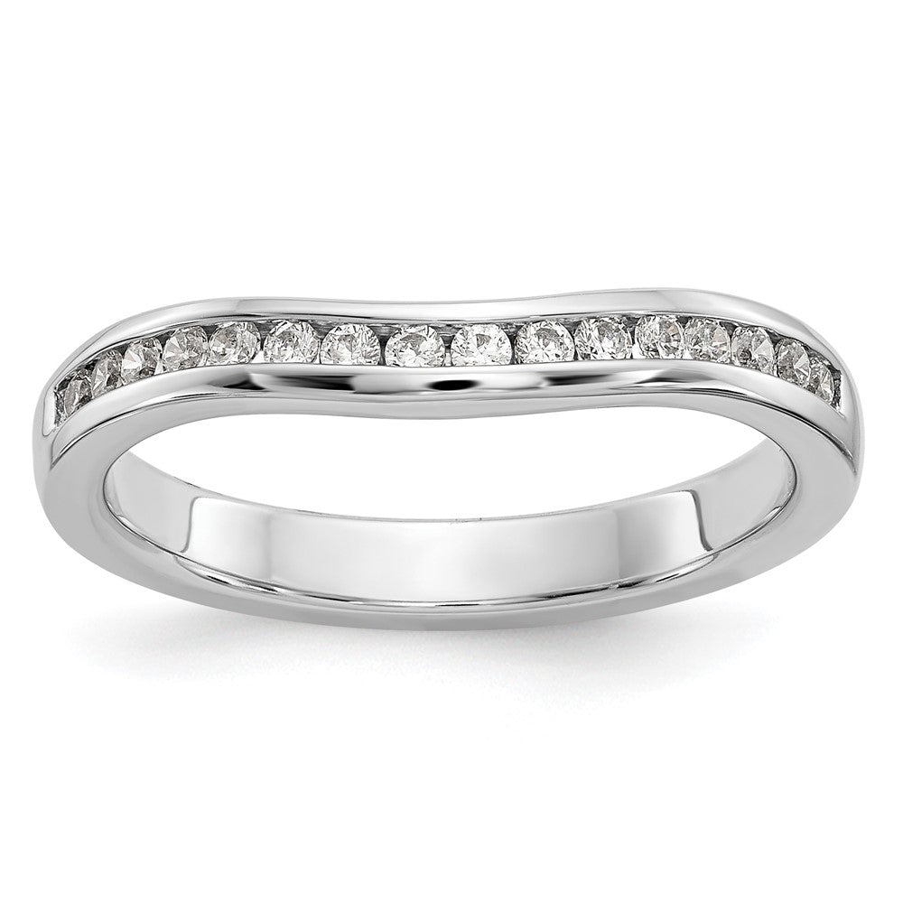 14k White Gold Channel-set 1/3 carat Diamond Contoured Complete Wedding Band