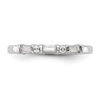 14k White Gold 1/4 carat Round/Baguette Diamond Complete Wedding Band