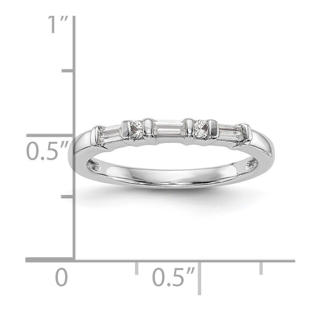 14k White Gold 1/4 carat Round/Baguette Diamond Complete Wedding Band