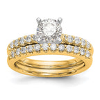 14k Two Tone 1/4 carat Lab Grown Diamond VS/SI+ G+ Semi Mount Peg Set Engagement Ring
