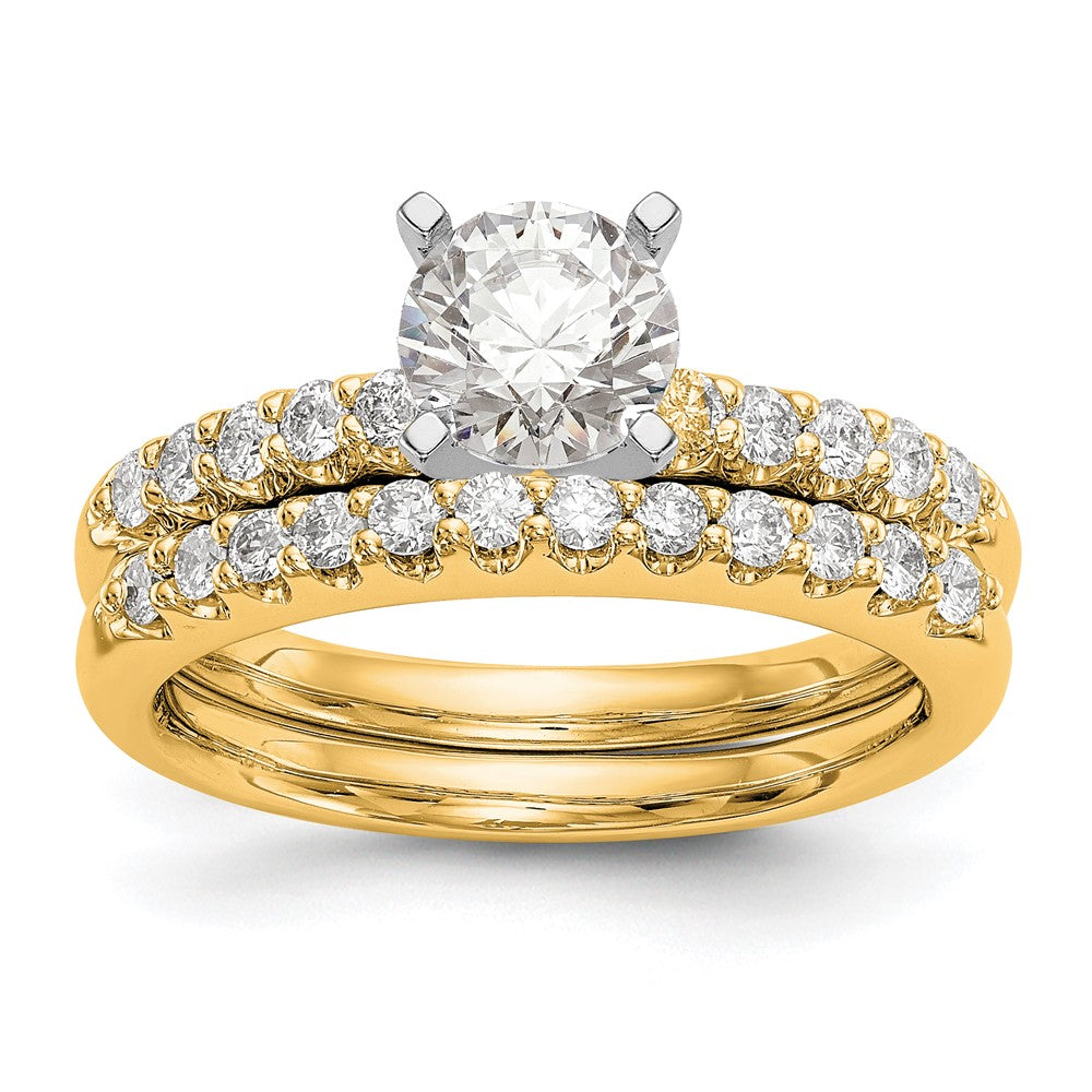 14k Two Tone 1/4 carat Lab Grown Diamond VS/SI+ G+ Semi Mount Peg Set Engagement Ring