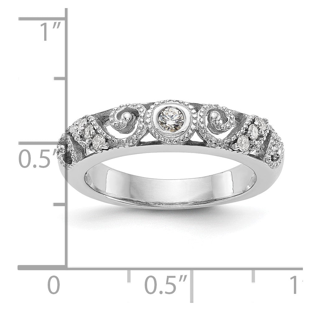 14k White Gold 1/8 carat Diamond Complete Wedding Band