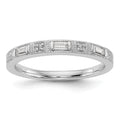 14k White Gold 1/10 carat Baguette/Round Diamond Complete Wedding Band