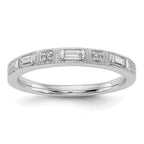 14k White Gold 1/10 carat Baguette/Round Diamond Complete Wedding Band