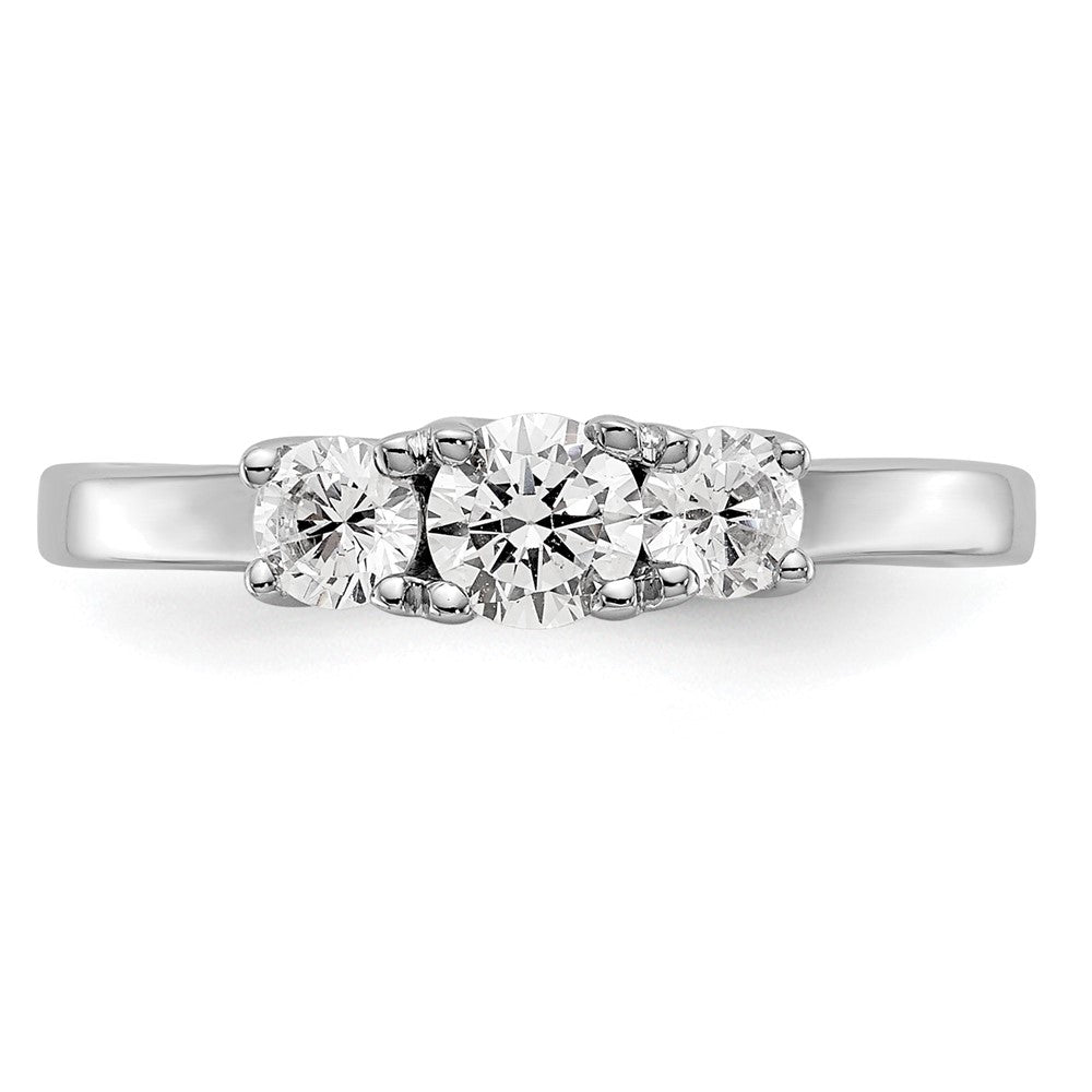 14k White Gold 1/2 carat Lab Grown Diamond VS/SI+ G+ Complete Three Stone Engagement Ring