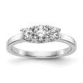 14k White Gold 1/2 carat Lab Grown Diamond VS/SI+ G+ Complete Three Stone Engagement Ring