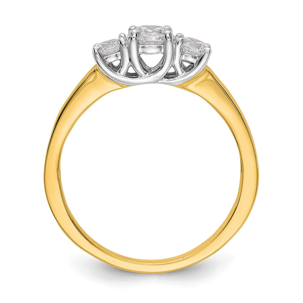 14k Two-tone 1/2 carat Lab Grown Diamond VS/SI+ G+ Complete Three Stone Engagement Ring