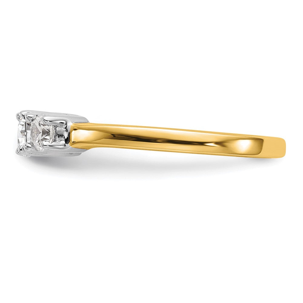 14k Two-tone 1/2 carat Lab Grown Diamond VS/SI+ G+ Complete Three Stone Engagement Ring