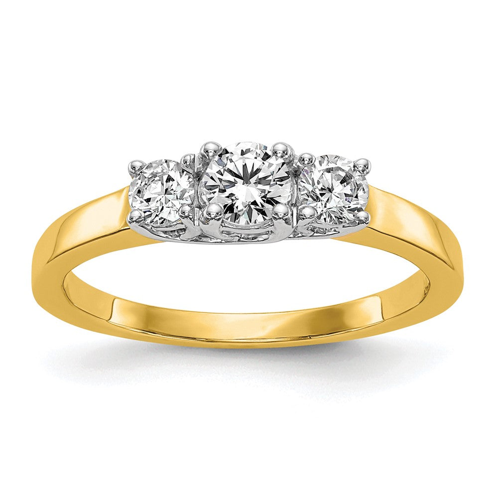 14k Two-tone 1/2 carat Lab Grown Diamond VS/SI+ G+ Complete Three Stone Engagement Ring