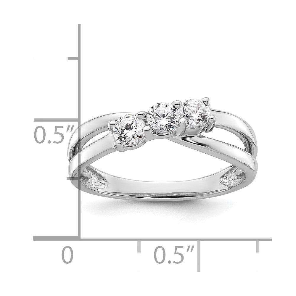 14K White Gold 3-Stone Diamond Engagement Ring