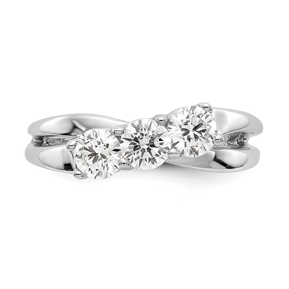 14K White Gold 3-Stone Diamond Engagement Ring