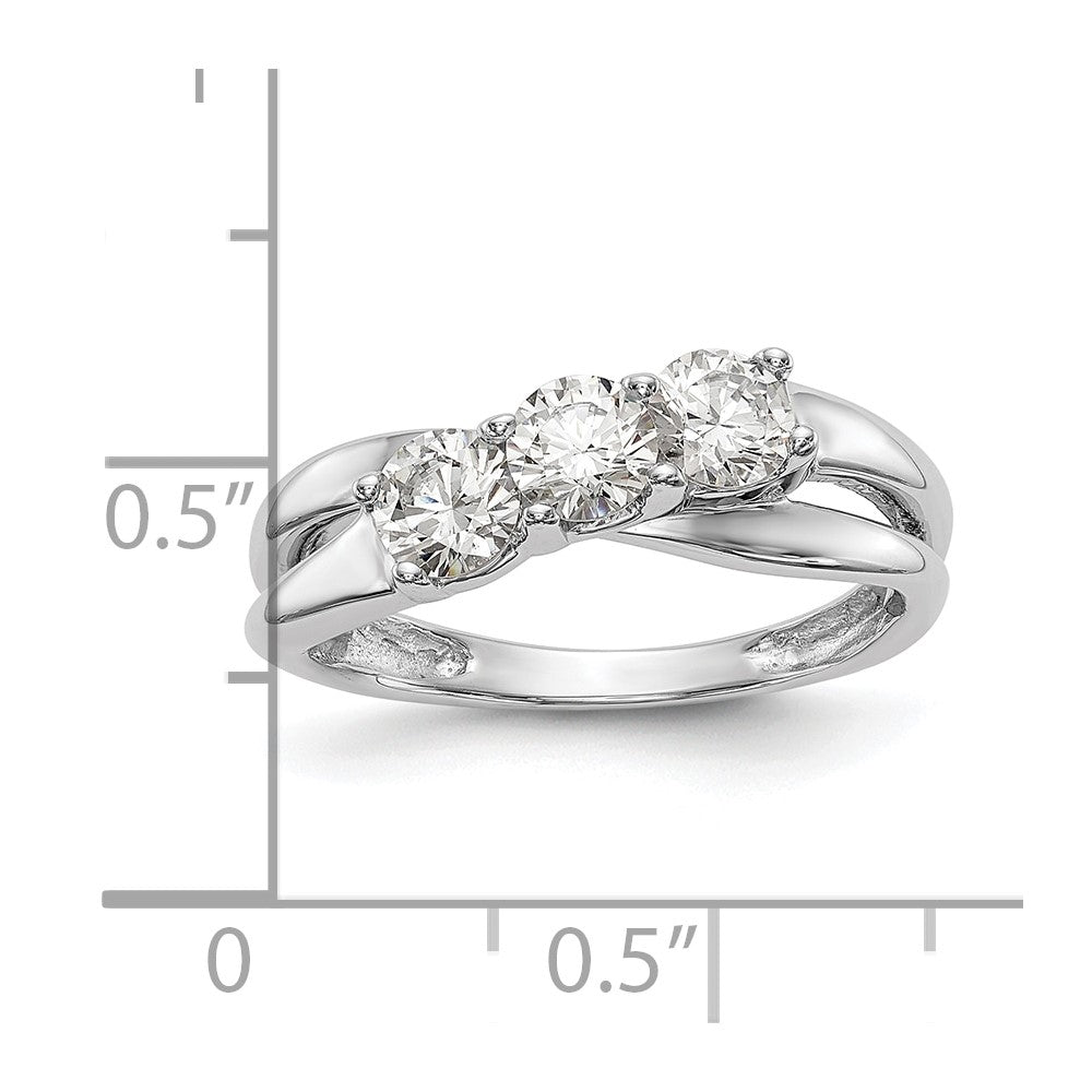 14K White Gold 3-Stone Diamond Engagement Ring