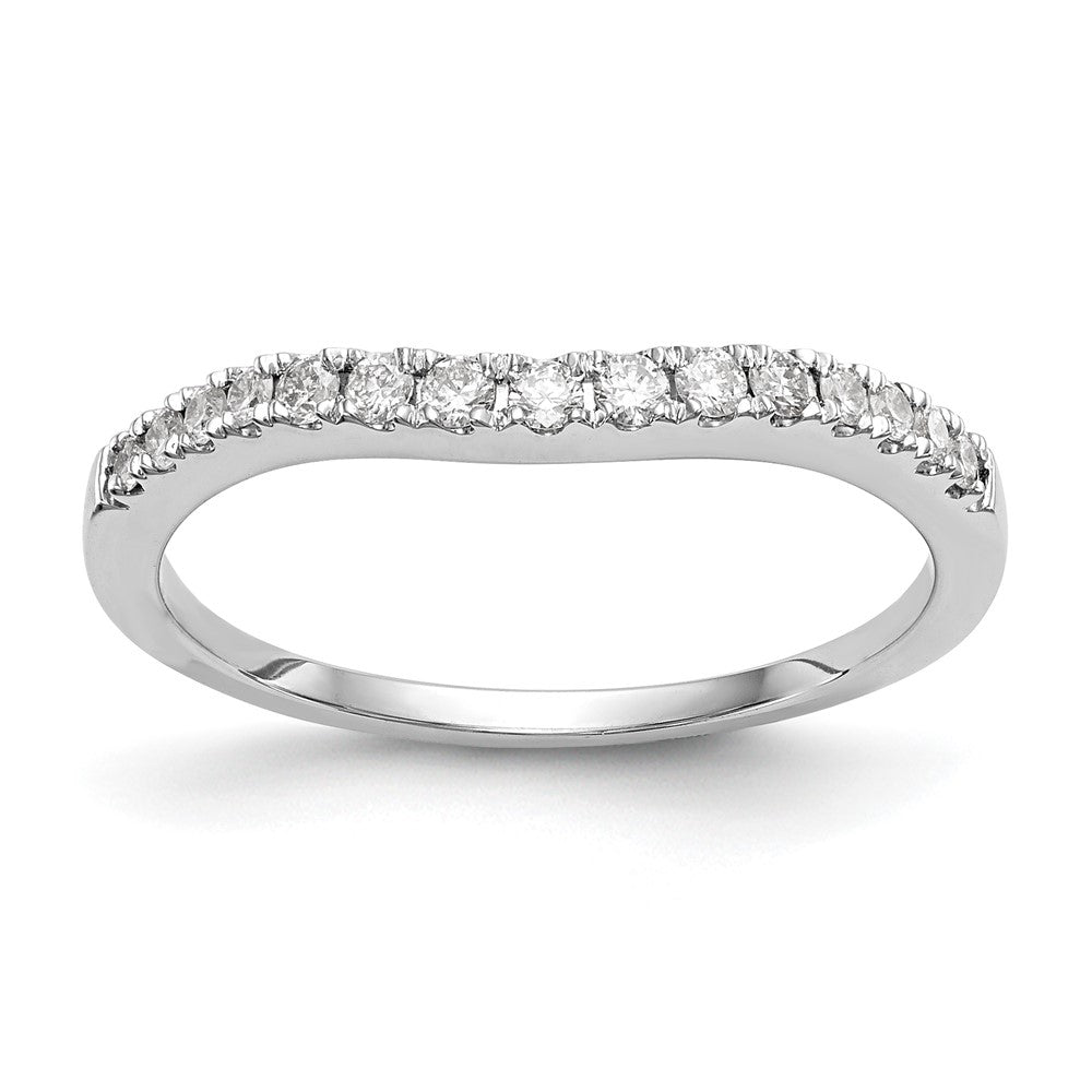 14K White Gold 1/4 carat Diamond Contoured Complete Wedding Band
