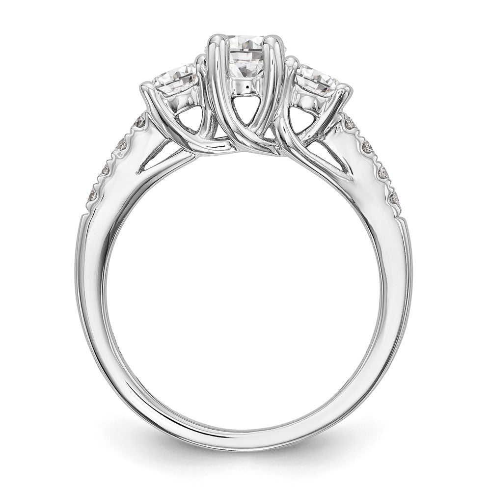 14k White Gold 1 1/5 carat Lab Grown Diamond VS/SI+ G+ Complete Three Stone Engagement Ring