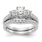 14k White Gold 1 1/5 carat Lab Grown Diamond VS/SI+ G+ Complete Three Stone Engagement Ring