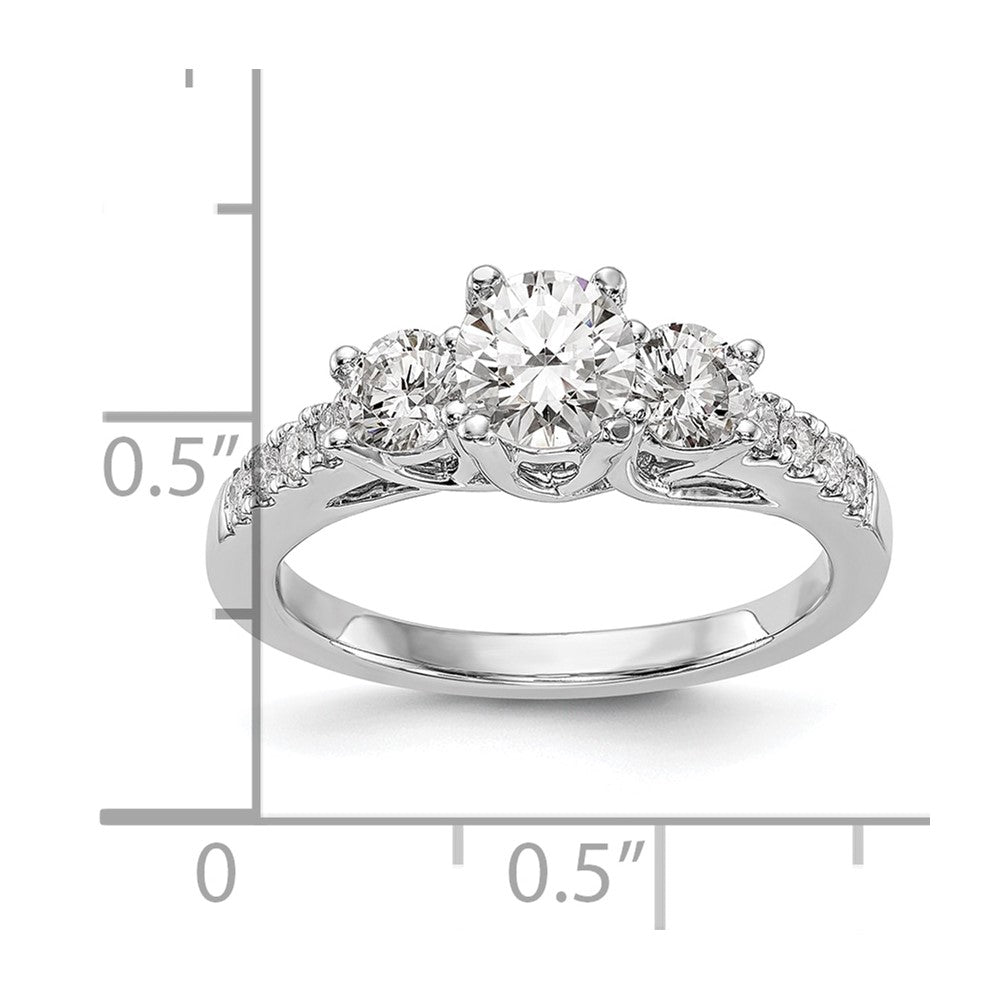 14k White Gold 1 1/5 carat Lab Grown Diamond VS/SI+ G+ Complete Three Stone Engagement Ring