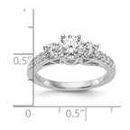 14k White Gold 1 1/5 carat Lab Grown Diamond VS/SI+ G+ Complete Three Stone Engagement Ring