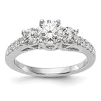 14k White Gold 1 1/5 carat Lab Grown Diamond VS/SI+ G+ Complete Three Stone Engagement Ring