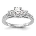 14k White Gold 1 1/5 carat Lab Grown Diamond VS/SI+ G+ Complete Three Stone Engagement Ring