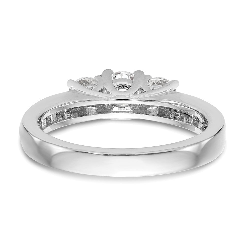 14k White Gold 1 carat Lab Grown Diamond VS/SI+ G+ Complete Three Stone Engagement Ring