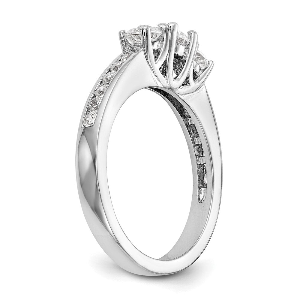 14k White Gold 1 carat Lab Grown Diamond VS/SI+ G+ Complete Three Stone Engagement Ring