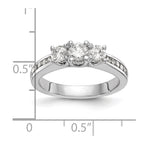 14k White Gold 1 carat Lab Grown Diamond VS/SI+ G+ Complete Three Stone Engagement Ring