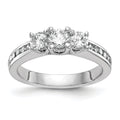 14k White Gold 1 carat Lab Grown Diamond VS/SI+ G+ Complete Three Stone Engagement Ring
