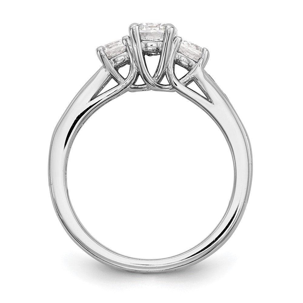 14k White Gold 1 1/2 carat Lab Grown Diamond VS/SI+ G+ Round Complete Three Stone Engagement Ring