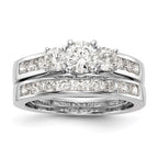 14k White Gold 1 1/2 carat Lab Grown Diamond VS/SI+ G+ Round Complete Three Stone Engagement Ring