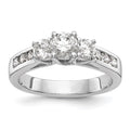14k White Gold 1 carat Lab Grown Diamond VS/SI+ G+ Round Complete Three Stone Engagement Ring