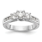 14k White Gold 1 carat Lab Grown Diamond VS/SI+ G+ Round Complete Three Stone Engagement Ring
