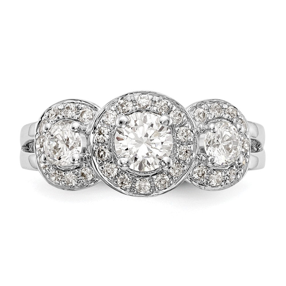 14k White Gold 1 1/3 carat Lab Grown Diamond VS/SI+ G+ Complete Three Stone Engagement Ring