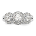 14k White Gold 1 1/3 carat Lab Grown Diamond VS/SI+ G+ Complete Three Stone Engagement Ring