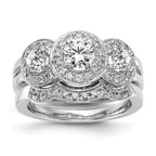 14k White Gold 1 1/3 carat Lab Grown Diamond VS/SI+ G+ Complete Three Stone Engagement Ring