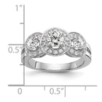 14k White Gold 1 1/3 carat Lab Grown Diamond VS/SI+ G+ Complete Three Stone Engagement Ring