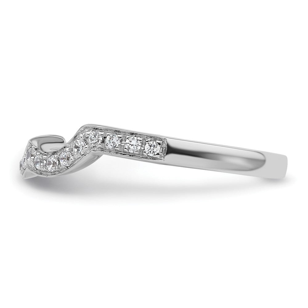 14K White Gold 1/5 carat Diamond Contoured Complete Wedding Band