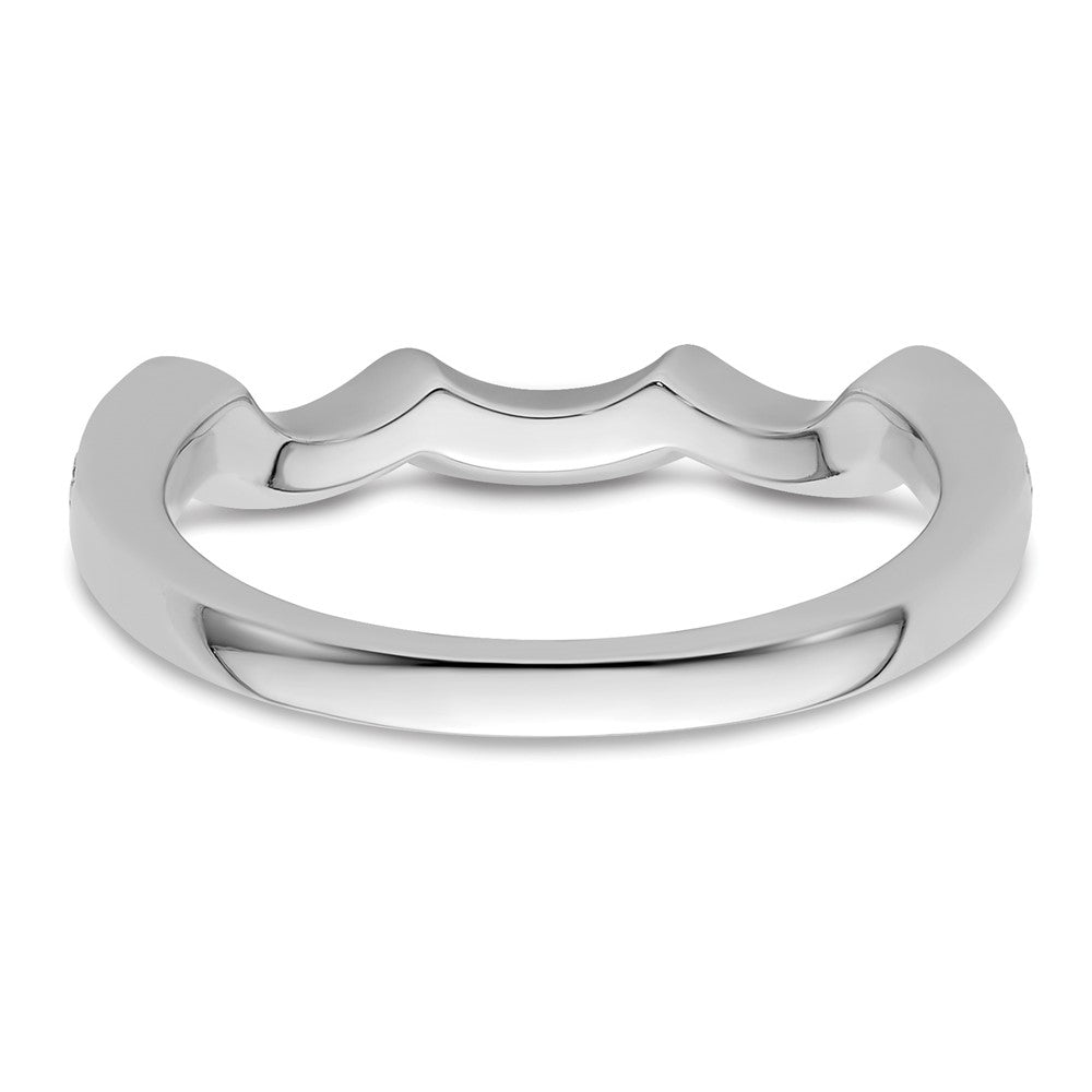 14K White Gold 1/5 carat Diamond Contoured Complete Wedding Band