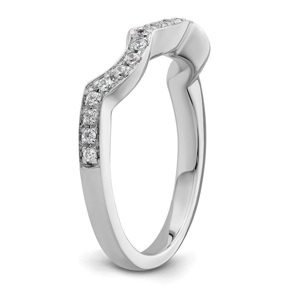 14K White Gold 1/5 carat Diamond Contoured Complete Wedding Band