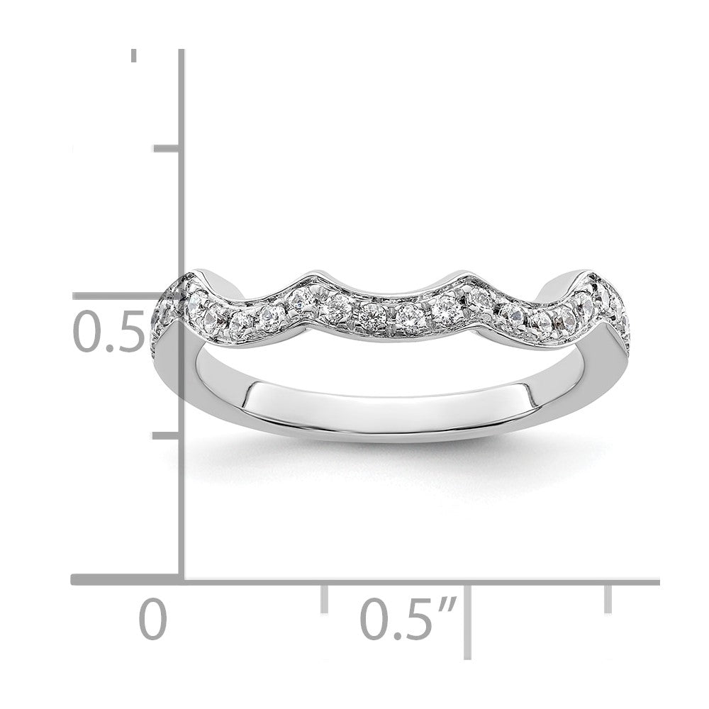 14K White Gold 1/5 carat Diamond Contoured Complete Wedding Band
