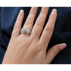 14K White Gold 1/5 carat Diamond Contoured Complete Wedding Band