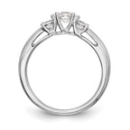 14K White Gold 3-Stone Engagement Ring