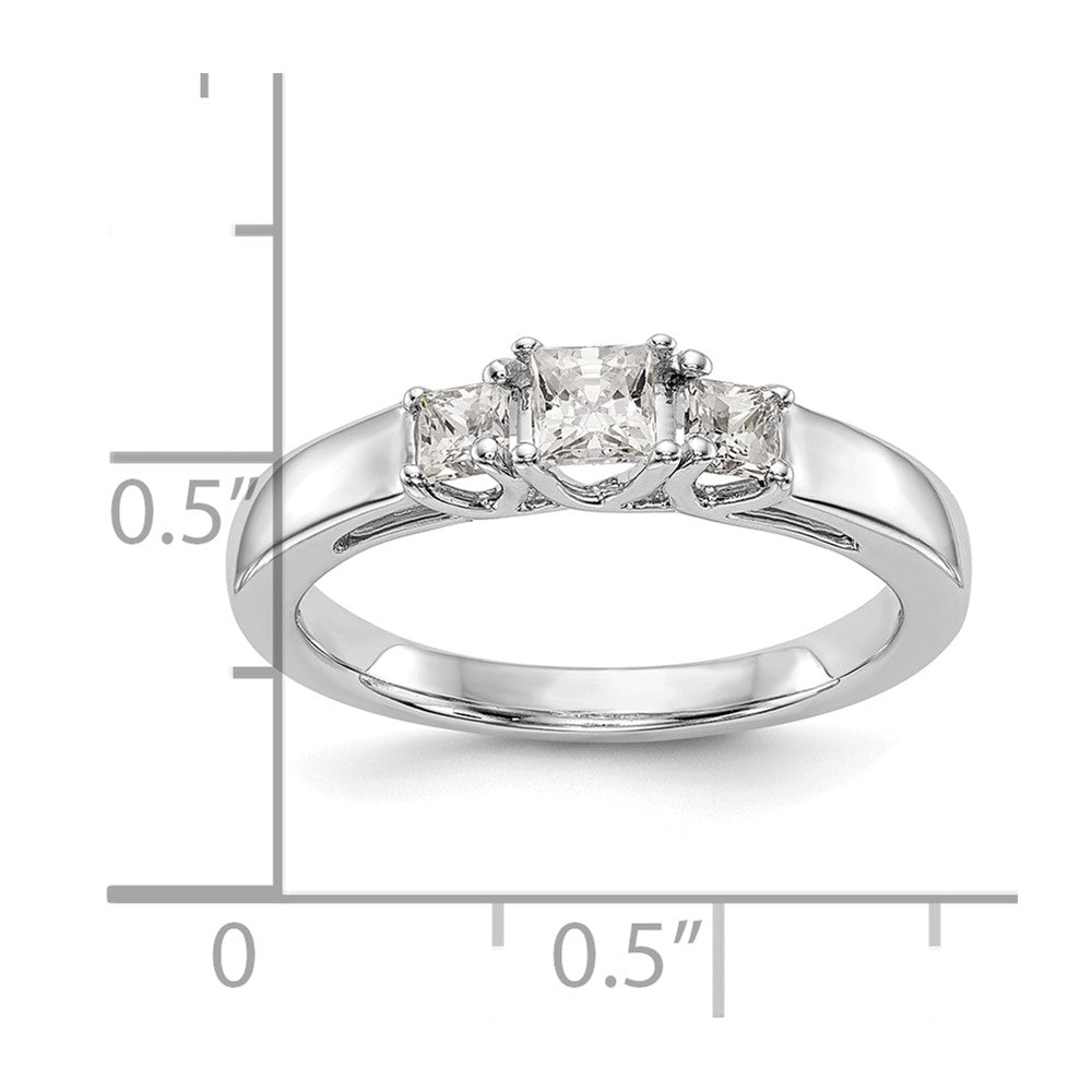 14K White Gold 3-Stone Engagement Ring