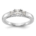 14K White Gold 3-Stone Engagement Ring