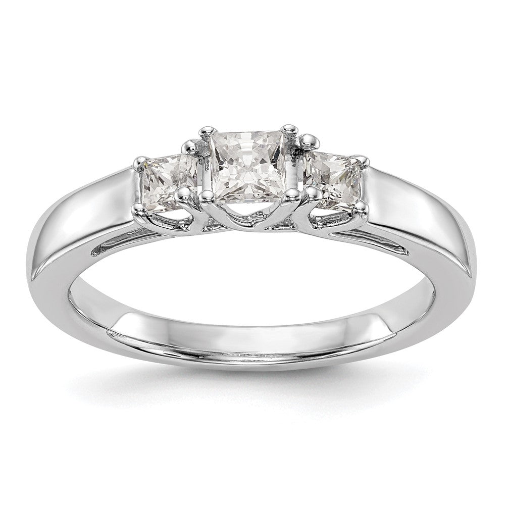 14K White Gold 3-Stone Engagement Ring