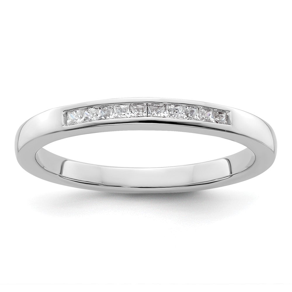 14K White Gold 1/6 carat Princess Diamond Channel-set Complete Wedding Band