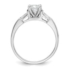 14K White Gold 3-Stone Diamond Peg Set Includes 2-Baquette Side Stones Engagement Ring, No Head