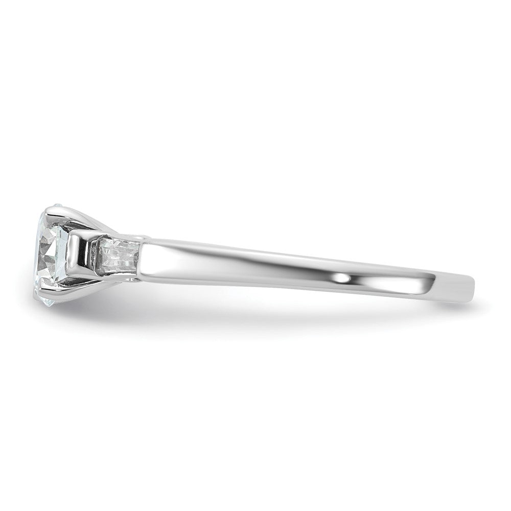 14K White Gold 3-Stone Diamond Peg Set Includes 2-Baquette Side Stones Engagement Ring, No Head